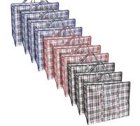 ANSIO Large Laundry Bags Pack of 10 Storage Bags Reusable Laundry Bags with Zips Ideal for Moving House Clothing & Wardrobe Storage (60L x 25W x 50H cm) Assorted colors