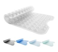 ANSIO® Long Bath Mat PVC Non-Slip Anti Mould Shower Mat with Drain Holes & Suction Cups Machine Washable 100 cm x 40 cm / 40 x 15.7 inches - Clear