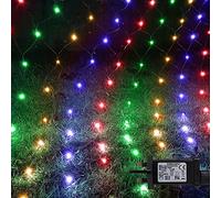 ANSIO® Net Lights Outdoor, 200 LED 2x2m Multicoloured Fairy Christmas Lights with Timer, Mains Powered Mesh Lights for Indoor Outdoor Xmas Trees, Windows, Garden Party Decorations