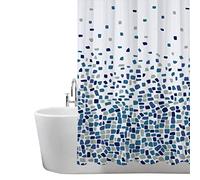 ANSIO Shower Curtain for Bathroom - Mould and Mildew Resistant - Mosaic Blue, 180 x 180 cm (71 x 71 Inch) - Pack of 2 | Water Repellant Fabric | 100% Polyester