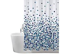 ANSIO Shower Curtain for Bathroom - Mould and Mildew Resistant - Mosaic Blue, 180 x 200 cm (71 x 71 Inch) | Water Repellant Fabric | 100% Polyester