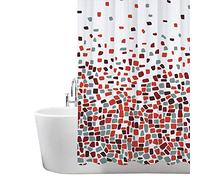 ANSIO Shower Curtain for Bathroom - Mould and Mildew Resistant - Mosaic Red, 180 x 180 cm (71 x 71 Inch) | Water Repellant Fabric | 100% Polyester