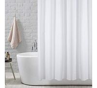 ANSIO Shower Curtain for Bathroom - Mould and Mildew Resistant - Solid White, 180 x 180 cm (71 x 71 Inch) | Water Repellant Fabric | 100% Polyester
