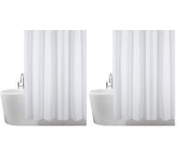 ANSIO Shower Curtain for Bathroom - Mould and Mildew Resistant - Solid White, 180 x 200 cm (71 x 78 Inch) | Water Repellent Fabric | 100% Polyester (Pack of 2)