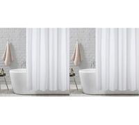 ANSIO Shower Curtain Mould and Mildew Resistant - Solid White, 180 x 180 cm (71 x 71 Inch) | Water Repellant Fabric | 100% Polyester (Pack of 2)