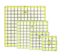 ANSIO Square Quilting Ruler Transparent Acrylic Non Slip Patchwork Sewing Ruler with Color Grid Lines (Imperial 4.5x4.5", 6x6", 9.5x9.5", 12.5x12.5")