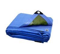 ANSIO Tarpaulin 1.5m x 2m Water-resistant Tarp Camping Cover Sheet - Multipurpose Groundsheet with UV Protection, Weatherproof & Frost-Resistant - Reinforced Eyelets - Blue/Green