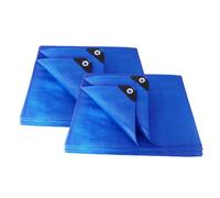 ANSIO Tarpaulin 3m x 4m Pack of 2 Water-resistant Tarp Large Camping Cover Sheet - Multipurpose Groundsheet with UV Protection, Weatherproof & Frost-Resistant - Reinforced Eyelets - Blue