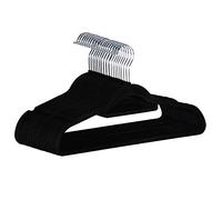 ANSIO Velvet Hangers 20 Pack - Non-Slip Ultra Thin Clothes Hangers with Tie Bar & 360° Swivel Hook - Space-Saving Wardrobe Storage Organiser for Coats, Suits, Dresses, Black