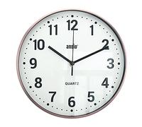 ANSIO Wall Clocks 10 inch/25.4cm For Living Room Modern, Large Wall Clock Ideal for Bedrooms, Kitchen, Office, Bathroom - Rose Gold Frame, White Background and Black Numbers, Silent Wall Clock
