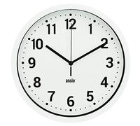 ANSIO Wall Clocks 10 inch/25.4cm For Living Room Modern, Large Wall Clock Ideal for Bedrooms, Kitchen, Office, Bathroom - White Background and Black Numbers, Silent Wall Clock