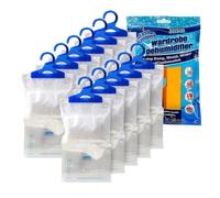 ANSIO Wardrobe Dehumidifier Hanging Bags Pack of 12 Moisture Absorbers, Trap, Condensation, Dehumidifiers for Damp, Mould, Bedroom, Caravan, Bathroom, Basement, Office - 210g Each