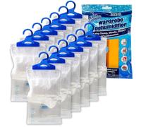 ANSIO® Wardrobe Dehumidifiers Disposable Hanging Bags Pack of 12 Room Moisture Absorber Condensation Remover for Damp, Mould in Home, Bathroom, Window, House, Kitchen, Bedroom Interior Traps