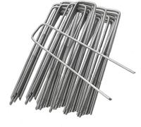 Ansio Weed Membrane Pegs 100 Pack - 6 Inch/150mm U-Shaped Garden Pegs For Weed Control Membrane, Ground Pegs For Securing Lawn