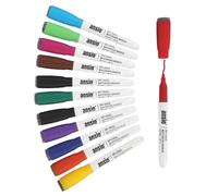 ANSIO Whiteboard Pens Pack of 12 - Assorted Whiteboard Markers with Fine Tip, Eraser, and Magnetic Lids - Dry Wipe Pens for Whiteboard