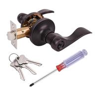 ANSIONLOK Keyed Entry Door Handle, Wave Style Door Lever Lock with 3 Keys & Screwdriver, Interior Exterior Reversible Door Handles, Oil Rubbed Bronze, 1 Pack