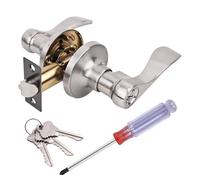 ANSIONLOK Keyed Entry Door Handle, Wave Style Door Lever Lock with 3 Keys & Screwdriver, Interior Exterior Reversible Door Handles for Front Door Bedroom, Stain Nickel, 1 Pack