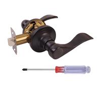 ANSIONLOK Passage Door Handles, Wave Style Door Handle Levers with Screwdriver, Keyless Entrance Hallway Closet Door Handle Locks, Oil Rubbed Bronze Reversible Handle, 1 Pack