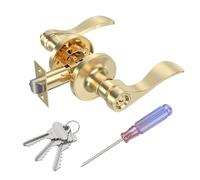 ANSIONLOK Stain Brass Keyed Entry Door Handle, Wave Style Door Lever Lock with 3 Keys & Screwdriver, Interior Exterior Entrance Reversible Door Handles, 1 Pack
