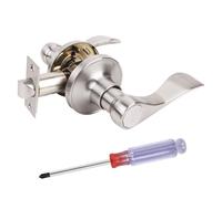 ANSIONLOK Wave Passage Lever Door Handle, Stain Nickel Finish Keyless Handle for Hallway or Closets, Reversible for Right & Left Side, Interior Non-Locking Leverset with Screwdriver