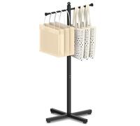Ansionsol 42-48 Inch Adjustable Height Shopping Bag Rack, Heavy Duty Metal T-shaped Grocery Bag Holder for Retail Stores, Large Bag Display Stand for Malls,Vendor,Boutique,Trade Show, 2 Arms,Black