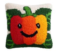 ANSIWEIGO Beginner-Friendly Latch Hook Cushion Kit,Quick & Easy DIY Yarn Craft for Adults & Kids,Step-by-Step Pillow Making Set,17x17 in,Cartoon Chili Pepper