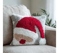 ANSIWEIGO Christmas Latch Hook Cushion Kit,Festive 43x43cm DIY Craft Set for Holiday Season,Stress-Relief Cushion Cover Making with Pre-Printed Canvas & Colourful Yarn-10