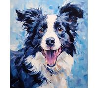 ANSIWEIGO Cute Animal Pet Dog DIY Acrylic Painting Kit,Oil Painting Style Border Collie,Paint by Number for Adults Beginner,Canvas Painting Gift Kit for Dog Lovers,40x50 cm,Without Frame