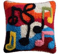 ANSIWEIGO DIY Latch Hook Cushion Kit,All-Inclusive Craft Set with Colour Printed Design & Yarn,Colorful Musical Notes,Create a 43x43cm Sofa Pillow or Festive Home Decor,Beginner Needlework Project