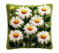 ANSIWEIGO DIY Latch Hook Cushion Kit,All-Inclusive Craft Set with Colour Printed Design & Yarn,Daisy,Create a 43x43cm Sofa Pillow or Festive Home Decor,Beginner Needlework Project
