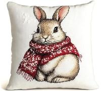 ANSIWEIGO DIY Latch Hook Cushion Kits Fantasy Rabbit Animal DIY Throw Pillow Cover Crochet Yarn Needle Craft Handmade Cushion for Home Sofa Decoration 17x17 inch