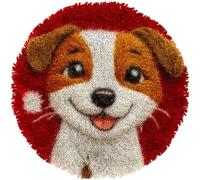 ANSIWEIGO DIY Latch Hook Rug Kit Puppy Jack Russell Dog Crochet Yarn Craft Hook and Latch Carpet Easy for Beginners Handmade Mat for Home Decoration 20x20inch-27