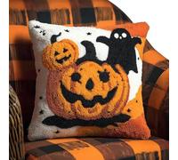 ANSIWEIGO Halloween Theme Latch Hook Pillow Kit 43x43 cm - Beginner-Friendly Craft Kit for Creating Handmade Cushion Covers, Fun Autumn Activity -9