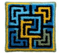 ANSIWEIGO Latch Hook Cushion Kit,DIY Craft Kit for Beginners,43x43cm Pre-Cut Yarn,Home Decor Throw Pillow,Adult Latch Hook Set,Creative Cushion Cover Craft Supplies,Line Maze