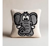 ANSIWEIGO Latch Hook Cushion Kit for Beginners,43x43cm DIY Throw Pillow Craft Set with Pre-Cut Yarn,Easy Handmade Cushion Cover,Cozy Home Décor Hobby Gift,Cartoon Baby Elephant