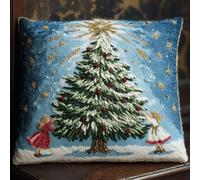 ANSIWEIGO Latch Hook Kit for Adults,DIY Cushion Cover Making Set 17x17 Inch,Christmas Tree,Handmade Crochet Pillow Cover Kit for Sofa,Home Decor & Crafts