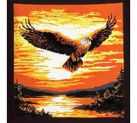 ANSIWEIGO Latch Hook Kit for Beginners - DIY Pre-Printed Canvas Cushion Cover Pillow (43x43cm) - Includes Crochet Yarn & Hook - Christmas & Home Sofa Decoration,Eagle at Sunset