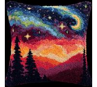 ANSIWEIGO Latch Hook Kit for Cushions,Christmas Decor,Colour Printed Canvas,Pre-Cut Yarn,Beginner Friendly DIY Craft Kit,Starry Sky,Make Your Own 43x43cm Cosy Home or Sofa Pillow Cover