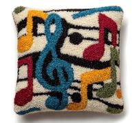 ANSIWEIGO Latch Hook Kit for Cushions,Christmas Decor,Colour Printed Canvas,Pre-Cut Yarn,Beginner Friendly DIY Craft Kit,Colorful Musical Notes,Make Your Own 43x43cm Cosy Home or Sofa Pillow Cover