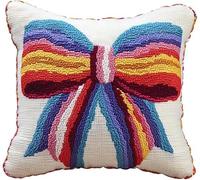 ANSIWEIGO Latch Hook Pillow Case Kits,Bow Gift,DIY Latch Hook Cushion Kits,Cross Stitch Embroidery Kits Cushion Making Kits Home Decor,43x43 cm