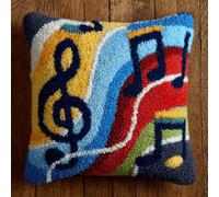 ANSIWEIGO Make Your Own Latch Hook Cushion Cover,DIY Handmade Sofa Pillow Craft for Adults,Colorful Musical Notes,Home Decor Needlework Project 17x17 Inch Sofa Pillow or Christmas Home Decor