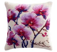 ANSIWEIGO Make Your Own Latch Hook Cushion Cover,DIY Handmade Sofa Pillow Craft for Adults,Phalaenopsis,Home Decor Needlework Project 17x17 Inch Sofa Pillow or Christmas Home Decor