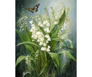 ANSIWEIGO Paint by Numbers for Adults,Eautiful Lily of The Valley Flower,Paint by Numbers On Canvas,DIY Paintwork Drawing Art for Beginner Gift,40x50cm,Without Frame
