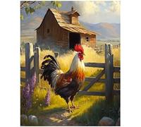 ANSIWEIGO Paint by Numbers for Beginner & Kids Ages 8-12,Animals,Big Rooster,Farm,Forest Steppe Landscape,DIY Acrylic Painting Kits Hobbies for Adult Crafts Women On Canvas Oil，40x50cm