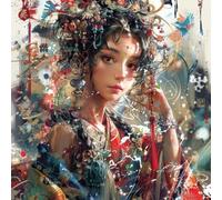 ANSIWEIGO Paint by Numbers Kits for Adults Beginners Chinese Style Girl Anime Digital Oil Paint by Number for Adults Easy Canvas for Home Wall Decoration and Gifts,40x40 cm,with Frame