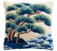 ANSIWEIGO Relaxing DIY Latch HookCushion Kit,Family Craft Activity Craft Project for Stress Relief,Fun DIY Pillow Making to Enjoy Together,17x17 in,Welcoming Pine