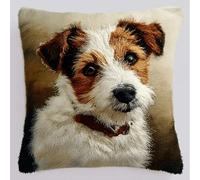 ANSIWEIGO Switch Off & Craft,DIY Latch Hook Kit for Adults (43x43cm),Create Your Own Cushion Cover for Stress Relief & Cosy Living,Jack Russell