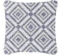 ANSIWEIGO White and Grey Graphics Latch Hook Pillow Kit for Adults Throw Pillow Cover with Printed Canvas Crochet Hook Yarn Needle Craft DIY Handmade Cushion for Home Decor kit,17x17 in