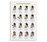 Anslipswar Tai Chi Chair Workout Chart Poster, Seated Exercises for Beginners and Seniors Canvas Wall Art, Adult Home Fitness Guide Wall Decor, Daily Slow Flow Exercise for Gym 24x36in Unframed
