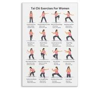 Anslipswar Tai Chi Workout Chart Poster, Gentle Tai Chi Exercises for Women and Beginners Canvas Wall Art, Adult Home Fitness Guide Wall Decor, Daily Slow Flow Exercise for Gym Decor 12x16in Unframed